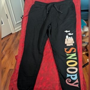 Peanuts Black Sweatpants with Colorful Snoopy Design